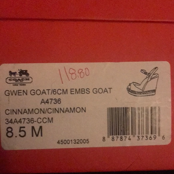 COACH Gwen Goat WEDGES- SIZE 8.5 - NEW NEVER USED - Picture 5 of 5